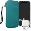 kwmobile Custodia in Neoprene con Zip per Smartphone XL - 6,7/6,8 - Astuccio Portacellulare a Sacchetto con Cerniera - Borsa in petrolio