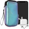 kwmobile Custodia in Neoprene con Zip per Smartphone XXL - 7 - Astuccio Portacellulare a Sacchetto con Cerniera - Borsa in petrolio metallizzato