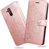 DENDICO Cover per Huawei Mate 20 Lite, Portafoglio Custodia in PU Pelle per Huawei Mate 20 Lite, Antiurto Cover a Libro con Slot per Carte, Oro Rosa