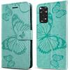 DENDICO Cover per Xiaomi Redmi Note 11 4G / Redmi Note 11S 4G, Portafoglio Custodia in PU Pelle per Xiaomi Redmi Note 11 4G / Redmi Note 11S 4G, Antiurto Cover a Libro con Slot per Carte, Verde