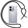 Pnakqil Cover per Honor 600 Lite 5G con Cordino, Trasparente Custodia con Laccio Tracolla Cellulare Girocollo Collana Protettiva per Honor 600 Lite 6,6, Nero