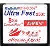 BigBuild Technology eMemoryCards Scheda di memoria 8GB Ultra Fast 35MB/s CompactFlash compatibile con Canon 10D/20D/30D/40D/50D/1D/1Ds/5D/5Ds/7D Mark I/II/III/IV, Nikon D, Olympus E, Sony Alpha, Leica S D-Cameras