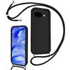 Coalbooliy Cover per Google Pixel 9a 5G con Cordino per Cellulare, Custodia Silicone con Regolabile Collana Sottile Morbida Case Protezione della fotocamera Antiurto con Necklace, Nero