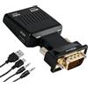XiDeShop Adattatore convertitore attivo da VGA a HDMI con audio 1080p, connettore da PC VGA a ingresso HDMI su Televisione/Monitor, inclusione cavo audio e USB, trasmissione video ad alta definizione