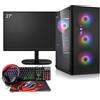 Memory PC Set PC completo da gaming AMD 5700X, NVIDIA RTX 5060 8GB, 32 GB di RAM DDR4, SSD M.2 da 1TB, Windows 11 Pro, monitor gamer da 27 pollici a 100 Hz, cuffie, tastiera, mouse, Wlan