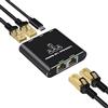 HRSDEIE Splitter LAN 1 a 3 1000 Mbps Out, LAN Switch di rete in alluminio, 3 porte, distributore LAN, switch Gigabit Ethernet con cavo di alimentazione USB C RJ45/Internet splitter per computer, router,