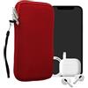 kwmobile Custodia in Neoprene con Zip per Smartphone XL - 6,7/6,8 - Astuccio Portacellulare a Sacchetto con Cerniera - Borsa in rosso