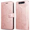 DENDICO Cover per Galaxy A80 / Galaxy A90, Portafoglio Custodia in PU Pelle per Samsung Galaxy A80 / Galaxy A90, Antiurto Cover a Libro con Slot per Carte, Oro Rosa
