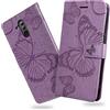 DENDICO Cover per Huawei Mate 20 Lite, Portafoglio Custodia in PU Pelle per Huawei Mate 20 Lite, Antiurto Cover a Libro con Slot per Carte, Viola