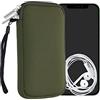 kwmobile Custodia in Neoprene con Zip per Smartphone L - 6,5 - Astuccio Portacellulare a Sacchetto con Cerniera - Borsa in verde oliva