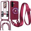 FERLAN Cover con Cordino per Samsung Galaxy S26 Plus Cover Magnetica, Cover in Silicone TPU Morbido Corda Collana Necklace Regolabile Stylish con Catena Ultra Sottile Case, Rosso