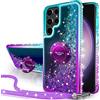 Miss Arts Custodia per Samsung S24 Ultra, [Fondo Argento] Custodia Scintillante con Glitter Olografici Liquidi in Movimento con Supporto, Cover Protettiva Sottile per Ragazze Donne Bambini Anello con