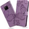 DENDICO Cover per Huawei Mate 20 PRO, Portafoglio Custodia in PU Pelle per Huawei Mate 20 PRO, Antiurto Cover a Libro con Slot per Carte, Viola