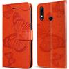 DENDICO Cover per Huawei P Smart Z / Y9 Prime 2019, Portafoglio Custodia in PU Pelle per Huawei P Smart Z / Y9 Prime 2019, Antiurto Cover a Libro con Slot per Carte, Arancia