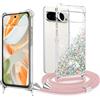 XCYYOO Cover per Google Pixel 10/10 Pro con Cordino Custodia con Tracolla Antiurto Regolabile Cellulare Collana Protettiva Cover con Laccio Necklace Silicone Glitter Case AntiGraffio