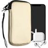 kwmobile Custodia in Neoprene con Zip per Smartphone L - 6,5 - Astuccio Portacellulare a Sacchetto con Cerniera - Borsa in oro metallizzato