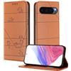 XINYEXIN Custodia per Google Pixel 10 Pro/Pixel 10, Cover a Libro in Pelle PU con Blocco RFID, Slot per Carte, Supporto, Protezione Completa Antiurto - Marrone