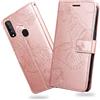 DENDICO Cover per Galaxy A20S, Portafoglio Custodia in PU Pelle per Samsung Galaxy A20S, Antiurto Cover a Libro con Slot per Carte, Oro Rosa