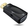 REY Adattatore convertitore da HDMI a VGA/Jack femmina nero di 3,5 mm con connettori dorati