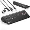 FIDECO Hub USB Alimentato a 7 Porte da 72W, Hub USB C con 1 PD 45W, 2 Porte di Ricarica QC 3.0 e 4 Porte USB 3.2 (2 USB-A + 2 USB-C), 10Gbps Hub in Alluminio per Laptop, PC, MacBook, iPhone 17/16/15