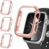 iVoler 3 Pezzi Cover Rigida PC per Apple Watch Series 9 8 7 45mm (Senza Pellicola Protettiva), Ultra Sottile Custodia Antiurto e Anti-Graffio Bumper Case, Oro Rosa