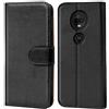 Verco custodia per Motorola Moto G7 / G7 Plus, Case per Moto G7 / G7 Plus Cover PU Pelle Portafoglio Protettiva, Nero