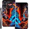 WUACYEAMING Custodia Compatibile con Oukitel WP66,con Slot Carte PU Pelle Portafoglio Libro Case Antiurto Bumper Motivo Magnetica Flip Protettiva Resistente Due lupi