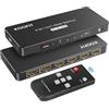 KOOFIT Sdoppiatore HDMI 5 in 1 Automatico Multiconnettore 4K con Telecomando, Commutatore HDMI 5 Porte Supporta 4K 3D UHD per PS5, PS4, PS3, DVD, Blu-ray, Xbox, PC, TV