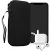 kwmobile Custodia in Neoprene con Zip per Smartphone XL - 6,7/6,8 - Astuccio Portacellulare a Sacchetto con Cerniera - Borsa in nero