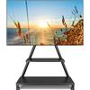 TVON Supporto TV su ruote per TV da 43 a 80 pollici, fino a 68 kg, altezza regolabile, con mensole, VESA massimo 600x400mm