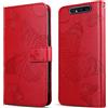 DENDICO Cover per Galaxy A80 / Galaxy A90, Portafoglio Custodia in PU Pelle per Samsung Galaxy A80 / Galaxy A90, Antiurto Cover a Libro con Slot per Carte, Rosso