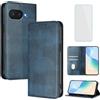 OUEAYIEN Cover per Google Pixel 9A 5G Custodia a Libro con Vetro Temperato Blocco RFID Antiurto Pelle Portafoglio Porta Carte Supporto Stand Vintage Flip Custodia per Google 9A Pixel9A 5G Blu