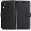DENDICO Cover per Huawei Y6 2019 / Honor 8A, Premium Portafoglio PU Custodia in PU Pelle, Flip Libro TPU Bumper Caso per Huawei Y6 2019 / Honor 8A, Nero
