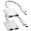 HOYULLI Adattatore doppio USB-C per cuffie (confezione da 2) 2 in 1, cavo splitter audio per Apple per iPhone15 Pro Max Plus per iPad Pro Air Mini DAC tipo C Jack Dongle per Samsung