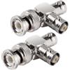 KUOQIY 2 Pezzi Rame BNC 3 Vie 1 Maschio a 2 Femmina Adattatore, BNC T Splitter Combiner RF Coassiale Jack, per CCTV, Antenna, Cavo Coassiale