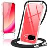 Oelrstfe Cover con Cordino per Google Pixel 10 A, Trasparente Silicone Sottile Morbido Custodia con Regolabile Collana Laccio Tracolla, Antigraffio Antiurto Proteggere Case con Corda, Nero