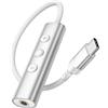 ACANDYA Adattatore USB C a Jack 3.5mm Controllo del volume per Cuffie, Bianco