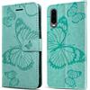 DENDICO Cover per Huawei P30, Portafoglio Custodia in PU Pelle per Huawei P30, Antiurto Cover a Libro con Slot per Carte, Verde