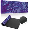 Treer Stampa Onda Tappetino Mouse,Tappetino Mouse XXL/XL/L, Tappetino Mouse Gaming con Base Gomma Antiscivolo e Bordi Cuciti,Mouse Pad per Ufficio e Casa (Viola,1200x600mm)