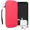 kwmobile Custodia in Neoprene con Zip per Smartphone XL - 6,7/6,8 - Astuccio Portacellulare a Sacchetto con Cerniera - Borsa in rosa shocking