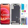 bstdianzi Schermo sostitutivo per iPhone 12 mini 5,4 pollici, display LCD con 3D Touch compatibile modelli A2176, A2398, A2399, A2400, assemblaggio digitalizzatore con attrezzi di riparazione