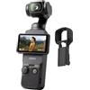 DJI Osmo Pocket 3 Bundle, fotocamera vlogging con CMOS da 1 e video a 120 fps, stabilizzazione a 3 assi, messa a fuoco rapida, gimbal e protezione display, videocamera per vlogging, selfie (custodia)