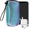 kwmobile Custodia in Neoprene con Zip per Smartphone L - 6,5 - Astuccio Portacellulare a Sacchetto con Cerniera - Borsa in petrolio metallizzato