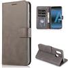 CTIUYA Custodia per Samsung Galaxy A40, Cover Flip Case in Pelle Portafoglio con Porta Carte Magnetica Antiurto Protettiva Completa a Libro Cuoio,Grigio