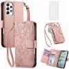 Asuwish Custodia per Samsung Galaxy A53 5G Custodia a portafoglio con pellicola protettiva in vetro temperato e slot per carte di credito Stand Cerniera Cinturino da polso ibrido A 53 G5 53A SM A536U