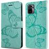 DENDICO Cover per Xiaomi Redmi Note 10 4G / Redmi Note 10S, Portafoglio Custodia in PU Pelle per Xiaomi Redmi Note 10 4G / Redmi Note 10S, Antiurto Cover a Libro con Slot per Carte, Verde