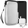 kwmobile Custodia in Neoprene con Zip per Smartphone L - 6,5 - Astuccio Portacellulare a Sacchetto con Cerniera - Borsa in argento metallizzato