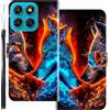 WUACYEAMING Custodia Compatibile con Motorola Moto G Max,con Slot Carte PU Pelle Portafoglio Libro Case Antiurto Bumper Motivo Magnetica Flip Protettiva Resistente Due lupi