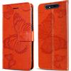 DENDICO Cover per Galaxy A80 / Galaxy A90, Portafoglio Custodia in PU Pelle per Samsung Galaxy A80 / Galaxy A90, Antiurto Cover a Libro con Slot per Carte, Arancia
