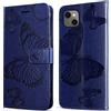 DENDICO Cover per iPhone 13 Mini, Portafoglio Custodia in PU Pelle per iPhone 13 Mini, Antiurto Cover a Libro con Slot per Carte, Blu